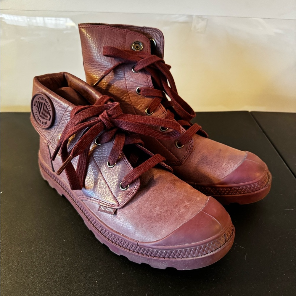 Palladium Burgundy women’s leather boots size 8.5